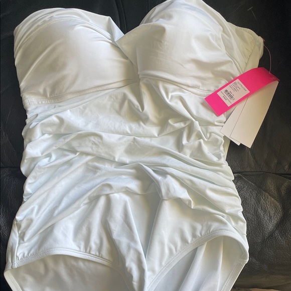 Lilly Pulitzer White Ruched Strapless Swimsuit - Picture 5 of 9